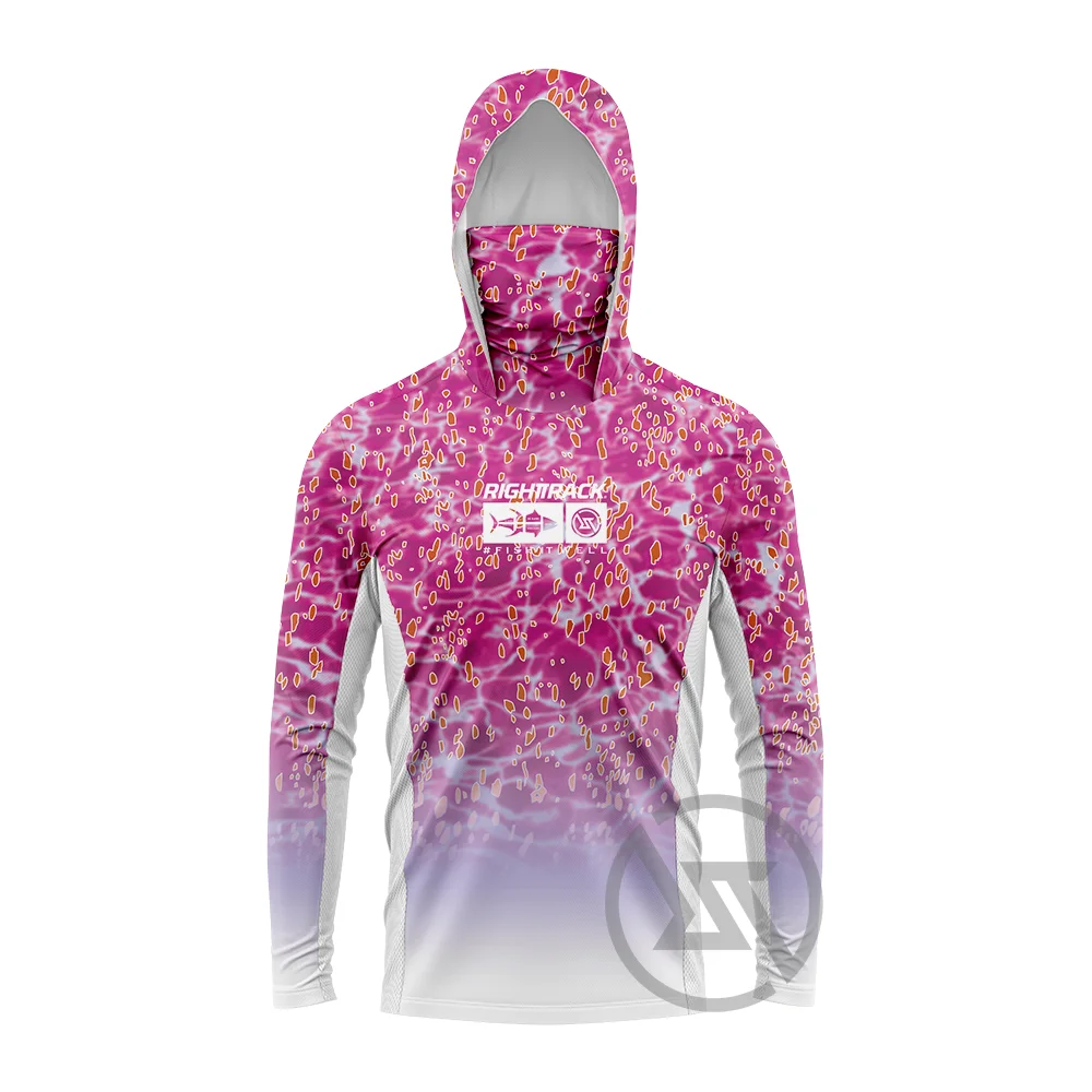 HotSale RIGHTTRACK Mask Hoodies Fishing Clothing UPF50+ UV Camouflage Hunting Climbing Camping Hiking Breathable Outdoor Apparel