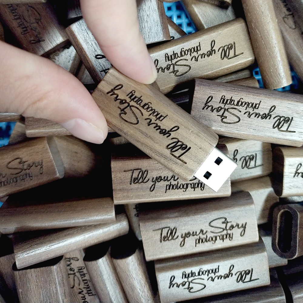 30 unids/lote logotipo personalizado gratis unidad Flash USB de madera de arce + caja Pendrive 8GB 16GB 32GB 64GB 128GB memoria Stick regalo de boda