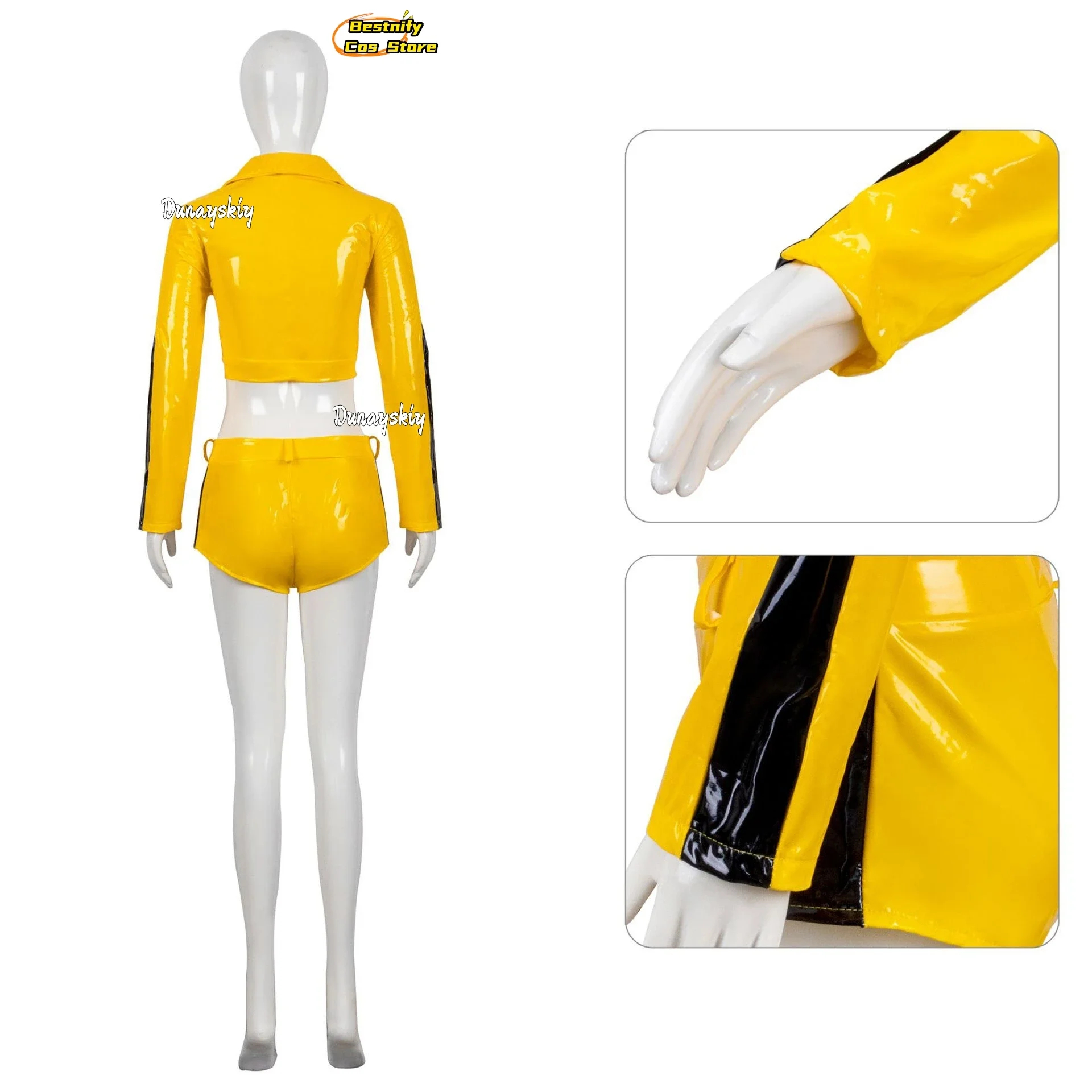 CosplayMovies ビルコスプレ衣装花嫁 Cos 黄色 PU 皮質制服女性のための大人のアニメハロウィンパーティースーツロールプレイ