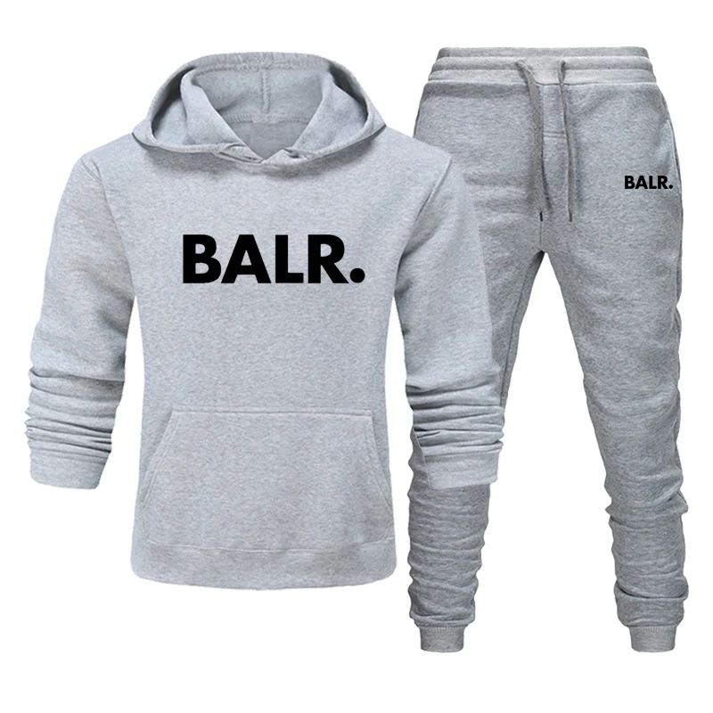 BALR Autumn Winter Men Women Hooded Sweatshirt Suit Pure Cotton Couple Jogging Sweatshirts Oversized Streetwear Tracksuit