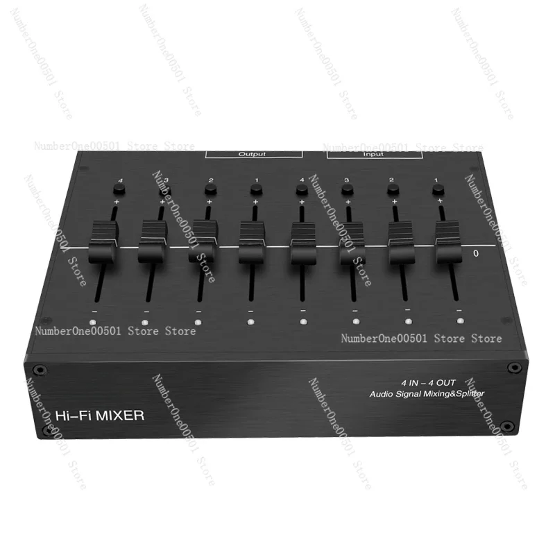 Audio signal mixer splitter 4 in 4 out pre-stage headphone amplifier simultaneous input and output