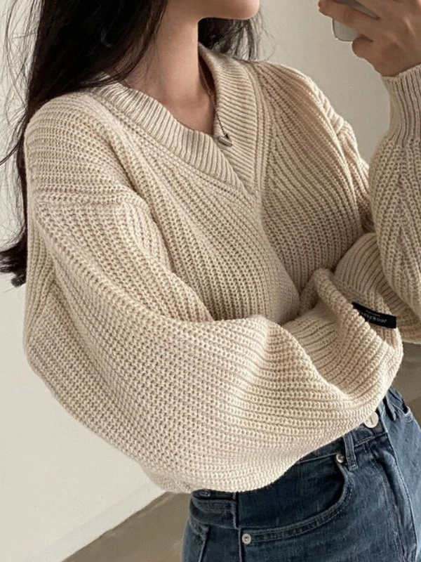 Rétro Chic femmes tricots v-ne Long Sve ort manteau Vintage Sle chaleur coupe confortable automne hiver Faion vêtements d'extérieur