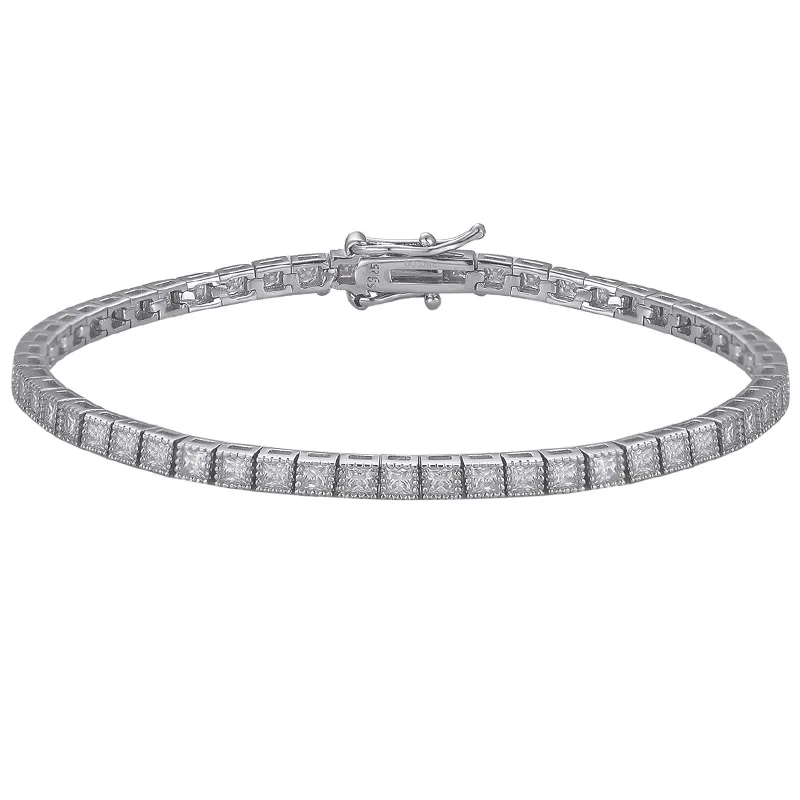 

Браслет-цепочка EUREKA D Color с муассанитом огранки «Принцесса», 1,5 мм/2 мм, из серебра 925 пробы, имитация бриллиантов, для женщин и мужчин