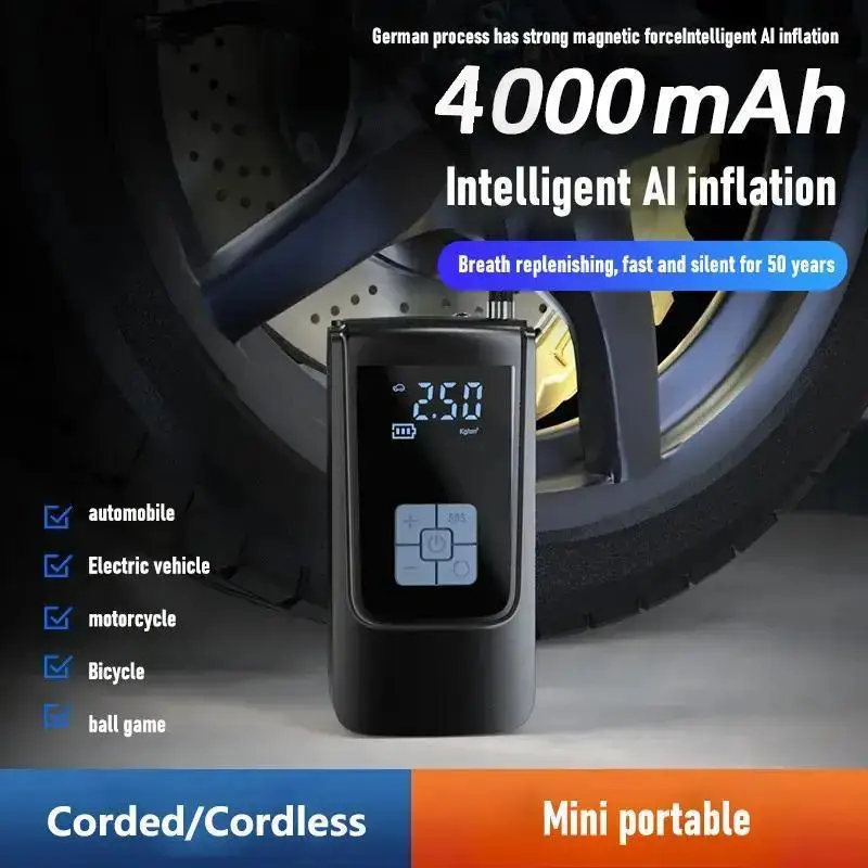 EAFC Neuer kabelloser Auto-Luftkompressor, elektrische Reifenpumpe für Motorrad, Fahrrad, Boot, Auto, Reifen, Bälle, aufblasbar – Detail 5