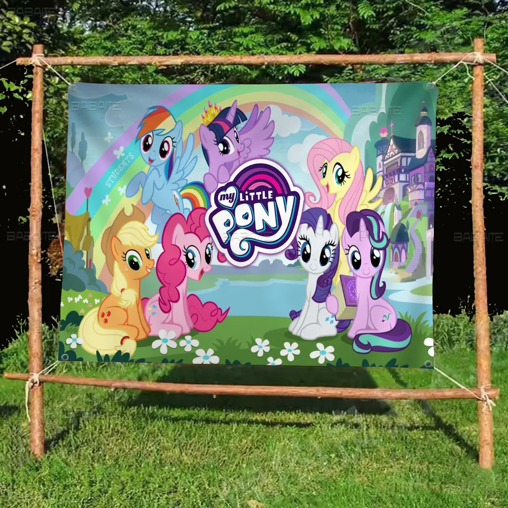 Animation M-My L-Little Pony Cartoon Flag Wall Hanging Banner Decoration Household Home Decor