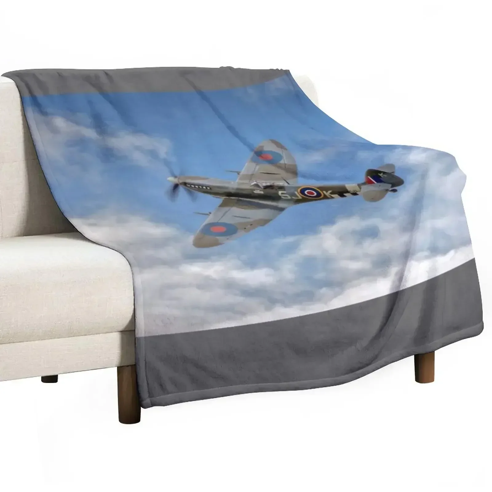 Spitfire LF IX 126 Squadron Throw Blanket Soft Plaid Shaggy Extra Large Throw for winter Large Furrys Blankets