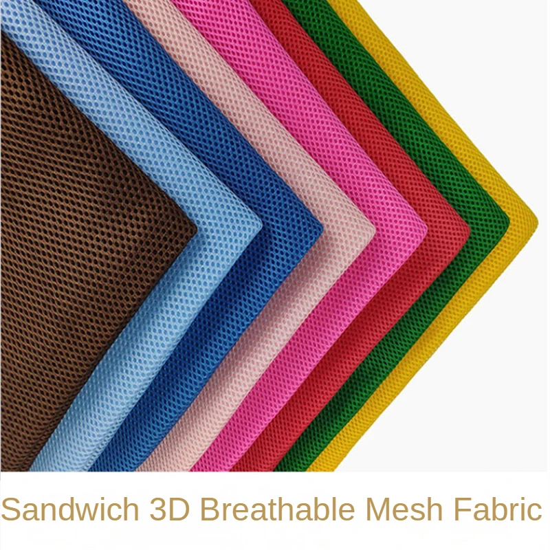 Sandwich 3D Mesh Fabric By The Meter for Shoes Cushion Decorative Diy Sewing Fluffy Plain Black White Soft Thick Cloth Encrypted