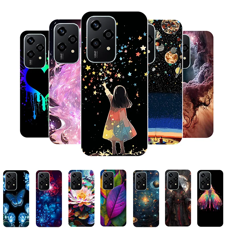 케이스 Honor 200 Lite 커버 Honor 200 Lite 5G 케이스 실리콘 소프트 걸 플라워 백 커버 Honor200 Lite 200Lite 전화 케이스