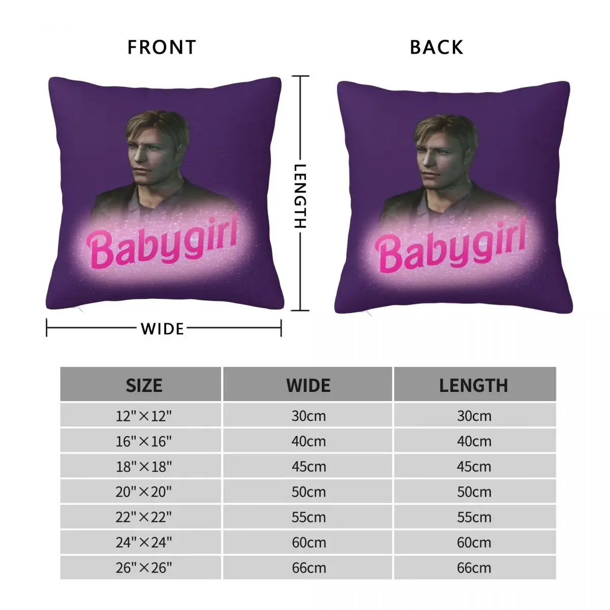 James Sunderland Silent Hill Babygirl Square Pillowcase Polyester Linen Velvet Creative Zip Decor Home Cushion Cover