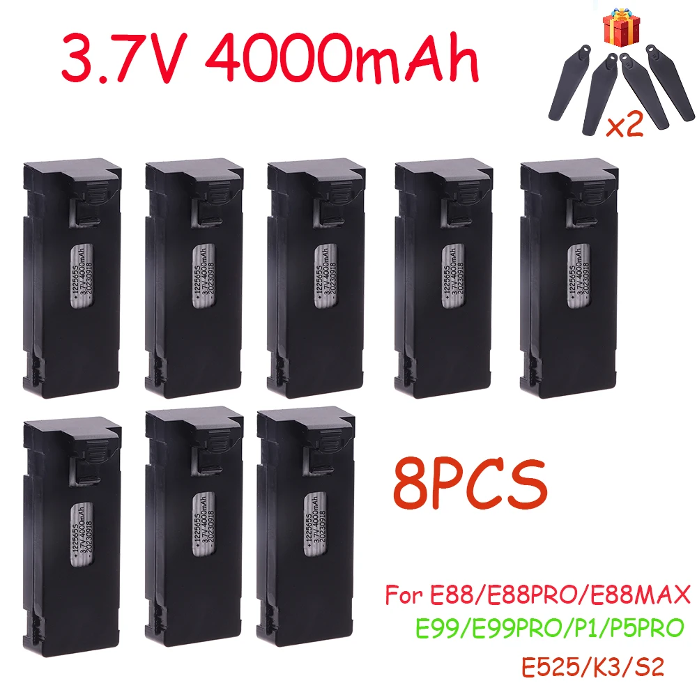 3.7V 4000mAh Rechargeable Li-ion Battery For RC Drone E88 E88PRO E99 P1 K3 P10 A13 S98 E525 RC Quadcopter Parts Battery 1-10pcs