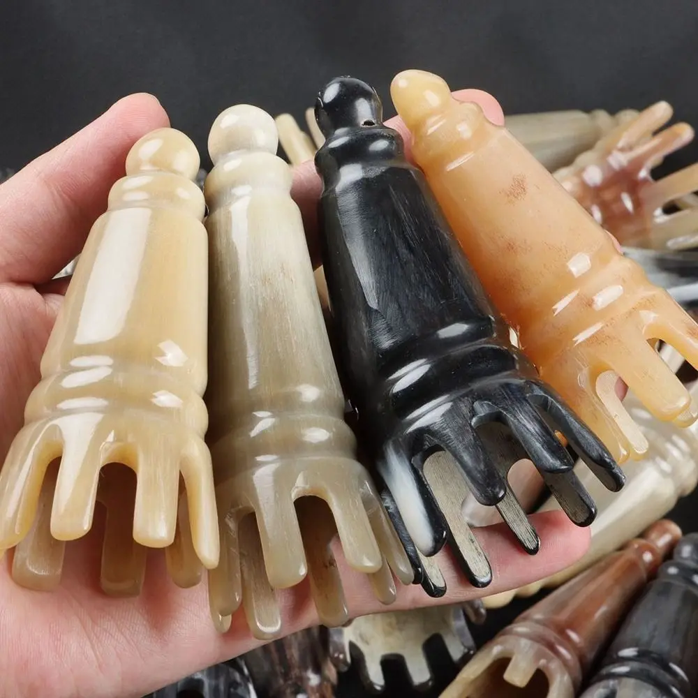 Scalp Massager Brush Ox Horn Massage Comb Scrapping Head Acupoint Gua Sha Long Pointed Shampoo Comb Relaxation Wide Tooth
