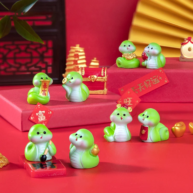 2025 Year Of The Snake Ornament Cartoon Lucky Snake Figurine Micro Landscape Car Interior Home Desktop Decoration