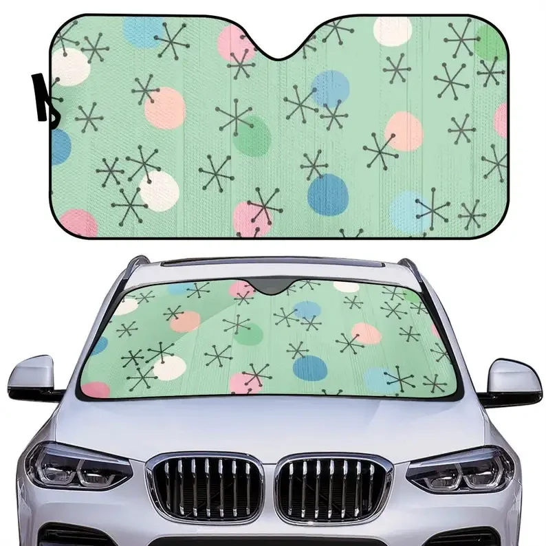 Pastel Green Windshield SunShade Cute, Mid Century Modern Sun Shade for Car Sun Shade Panel, Sun Visor, Front Win