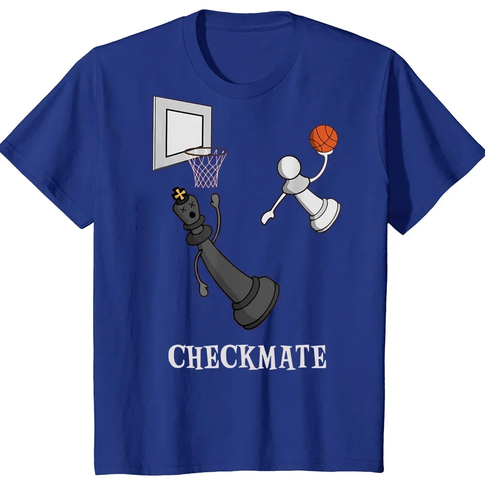 Funny Checkmate Chess Basketball Game Board King T Shirts Graphic Cotton Streetwear Short Sleeve Birthday Gifts Summer T-shirt