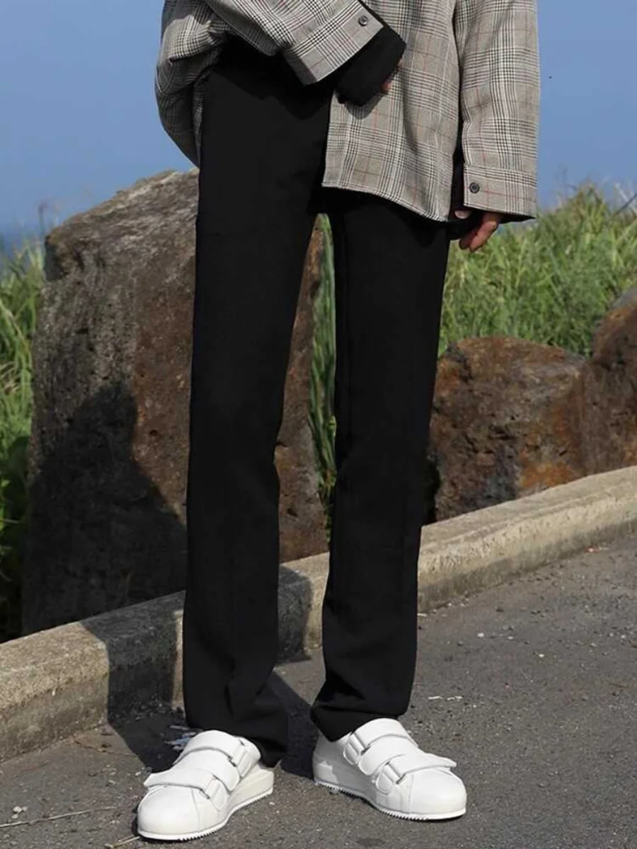 

Мужские повседневные брюки прямого кроя, свободные широкие брюки, черные длинные брюки, модные молодежные летние брюки без бренда, не требующие глажки