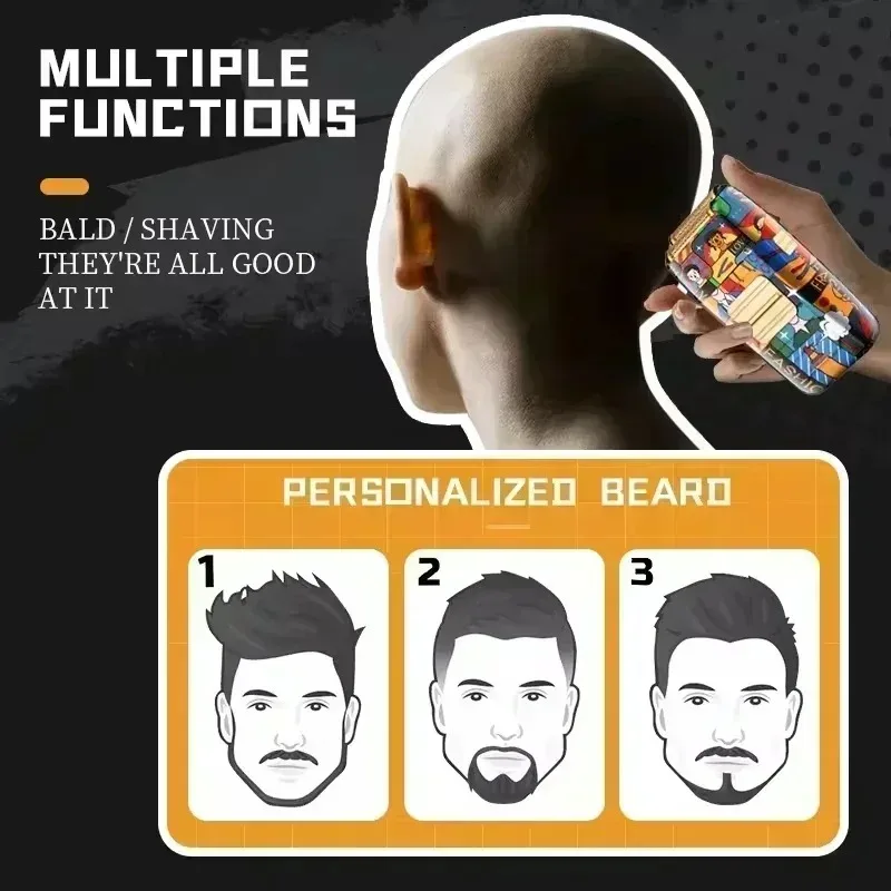 Kemei Hair Clipper Rechargeable Graffiti Pattern Beard Trimmer Men's Shaver KM-MAX2092 KM-MAX5090 KM-1102H Hair Clippers Men