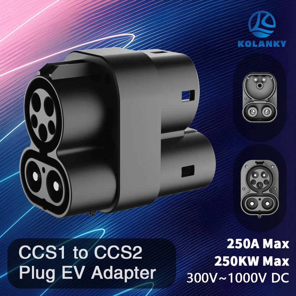 

Kolanky CCS1 to CCS2 EV DC 1000V 250A CCS1 Разъемы для зарядки CCS2 Разъем для зарядного устройства EV Адаптер Автомобильные аксессуары