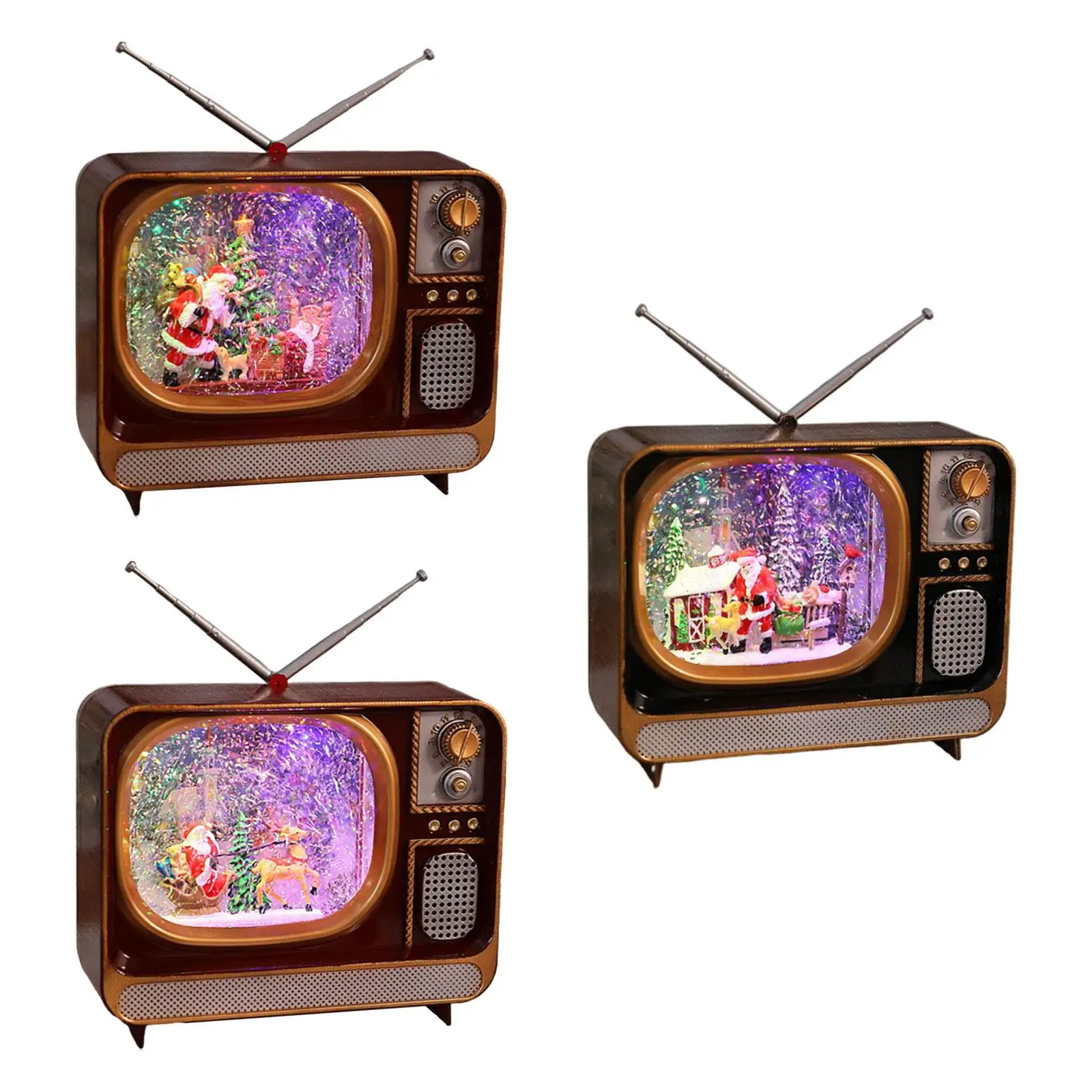 Creative Christmas Music Box Centerpiece Resin PC Night Light Holiday Ornament Gift for Office Home Fireplace