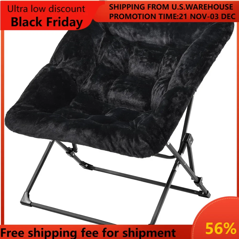 

Comfy Saucer Chair for Adults, Soft Faux Fur Folding Lounge Chair for Bedroom Living Room Dorm Rooms Flexible Reading