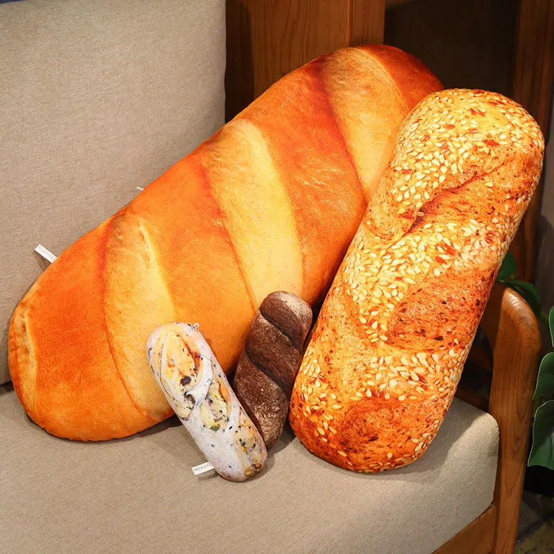 Soft Plush Bread Cushion Set Baguette Sourdough Sesame Cheese And Braided Loaf Stuffed Kawaii Bakery Cozy Room Decor