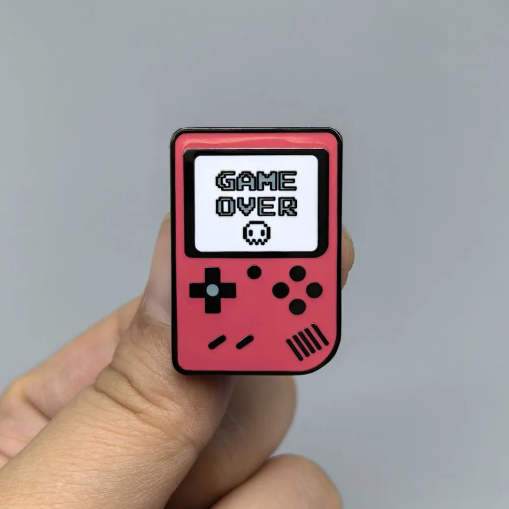 Game Over Cartoon Enamel Brooch Pin Retro Nostalgic Game Console Collar Lapel Pins Badges  Fashion Jewelry Accessories