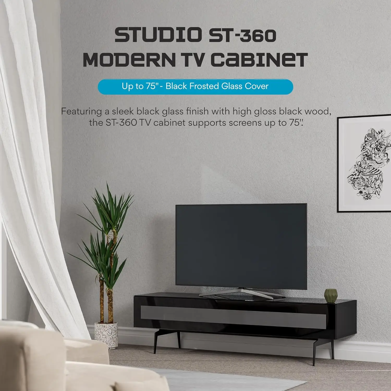 Premium-TV-Ständer für Wohnzimmer-Luxus-Medien konsole aus Holz und Glas mit Metall beinen-moderne TV-und Medien möbel mit Stauraum