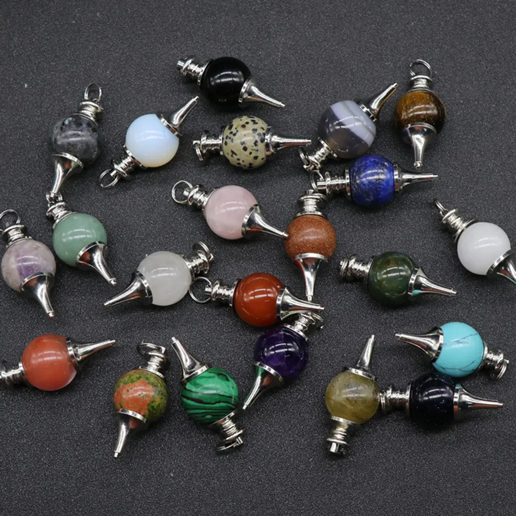 

Crystal Agate Energy Stone Colorful Round Beads Natural Pendant Necklace Accessories Women DIY Girls Charm Supplies