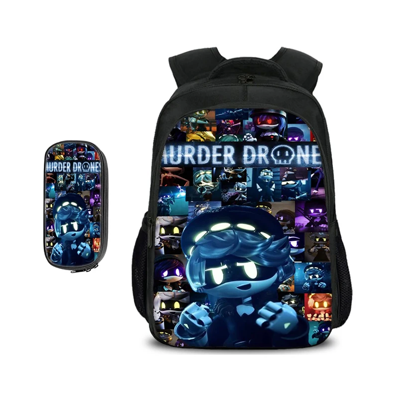 Murder Drones double-layer backpack pencil case two-piece set versatile trendy school boy and girl birthday best gift