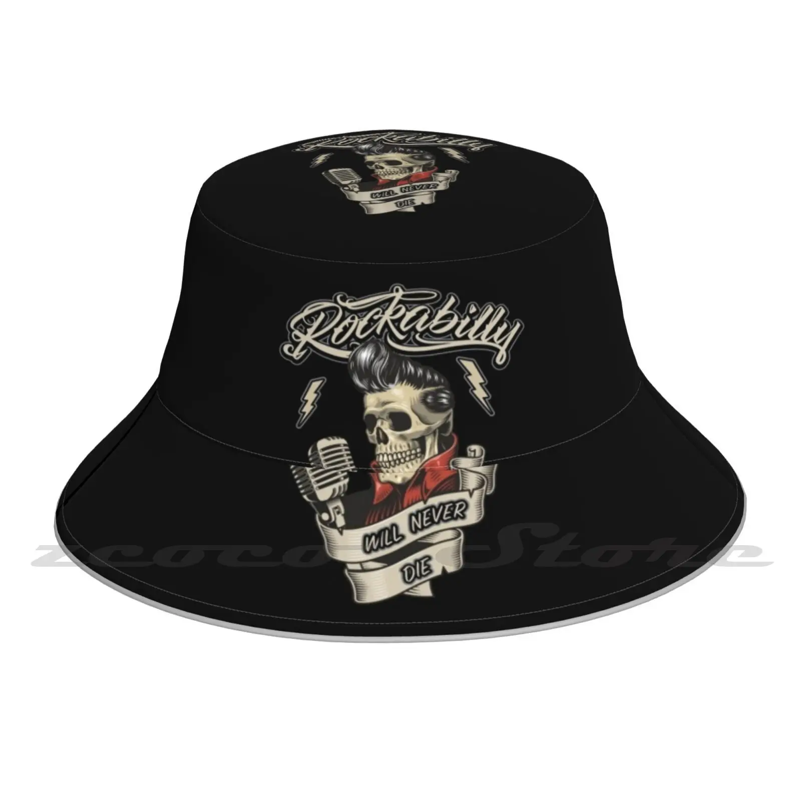 Style Bucket Hat Fashion Soft Personalized Pattern Gift Cap Rnr And Roll Music Roll Elvis Johnny Idea Birthday Microphone Pinup