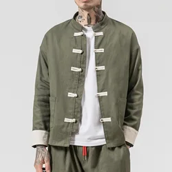 Chinese Wind Cotton Buckle Large Men's Casual Jacket Jacket Retro Stand-up Collar Tang Suit Top Batch