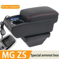 For MG ZS Car Centre Console Armrest Storage box with USB Charging Retrofit Port Interior details Simple installation