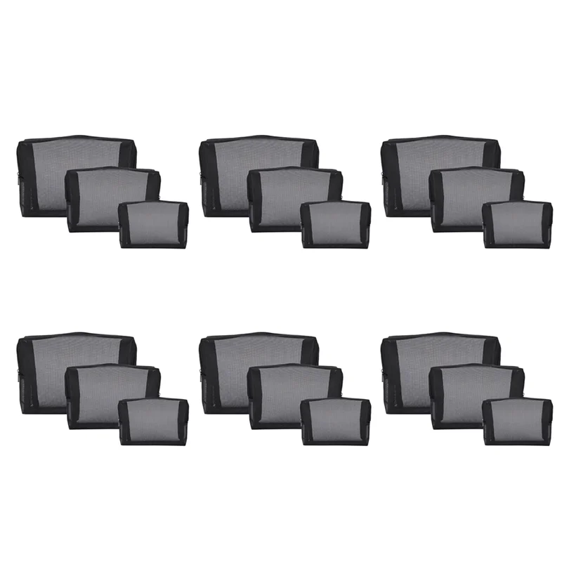 

【SEE】Black Mesh Makeup Bag See Through Zipper Pouch Travel Cosmetic And Toiletries Organizer Bags Pack Of 18(S,M,L)