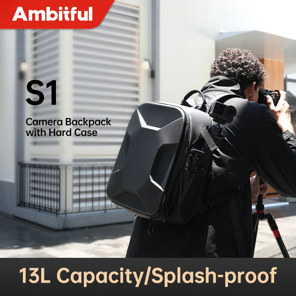 Sac à dos organisateur d'appareil photo d'extérieur Ambitful avec protections rigides, tissu Oxford résistant à l'eau, section pour objectif réglable