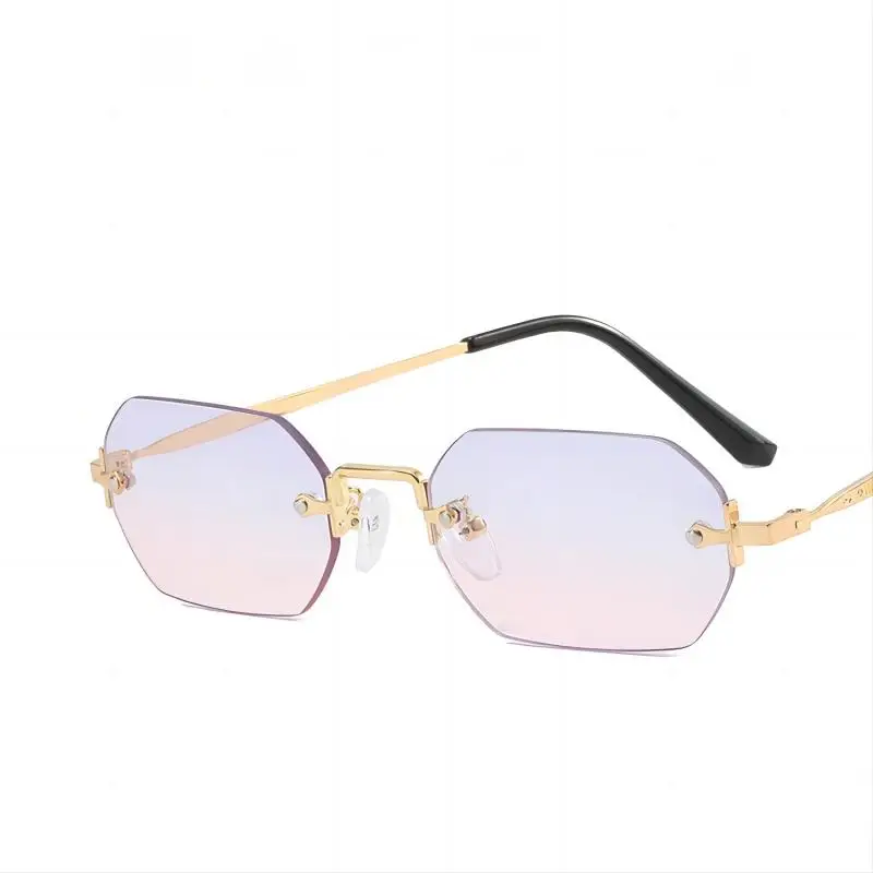 Rimless polygonal sunglasses small frames personalised 2024 new sunglasses ins style fashion street style hipster wear glasses