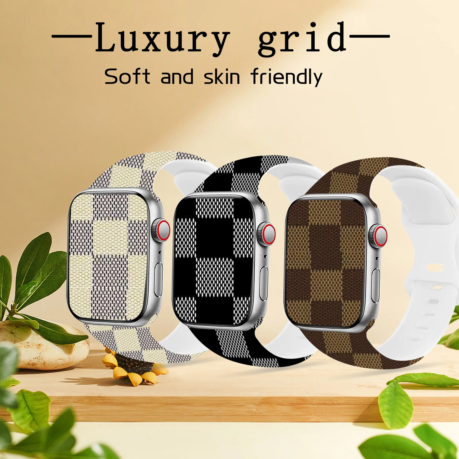 MINISO Plaid Series Strap for Apple Watch 10 9 8 7 Silicone Band Replaceable Bracelet for iWatch 46mm 45mm 44mm 42mm Watchband