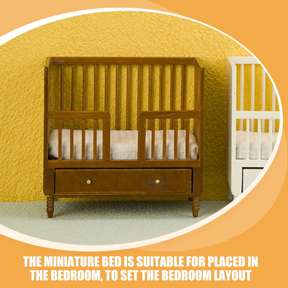 

1:12 Scale Miniature Wooden Bed for Dollhouse Decoration Stylish Realistic Tiny House Bedroom Furniture Small Space Efficient
