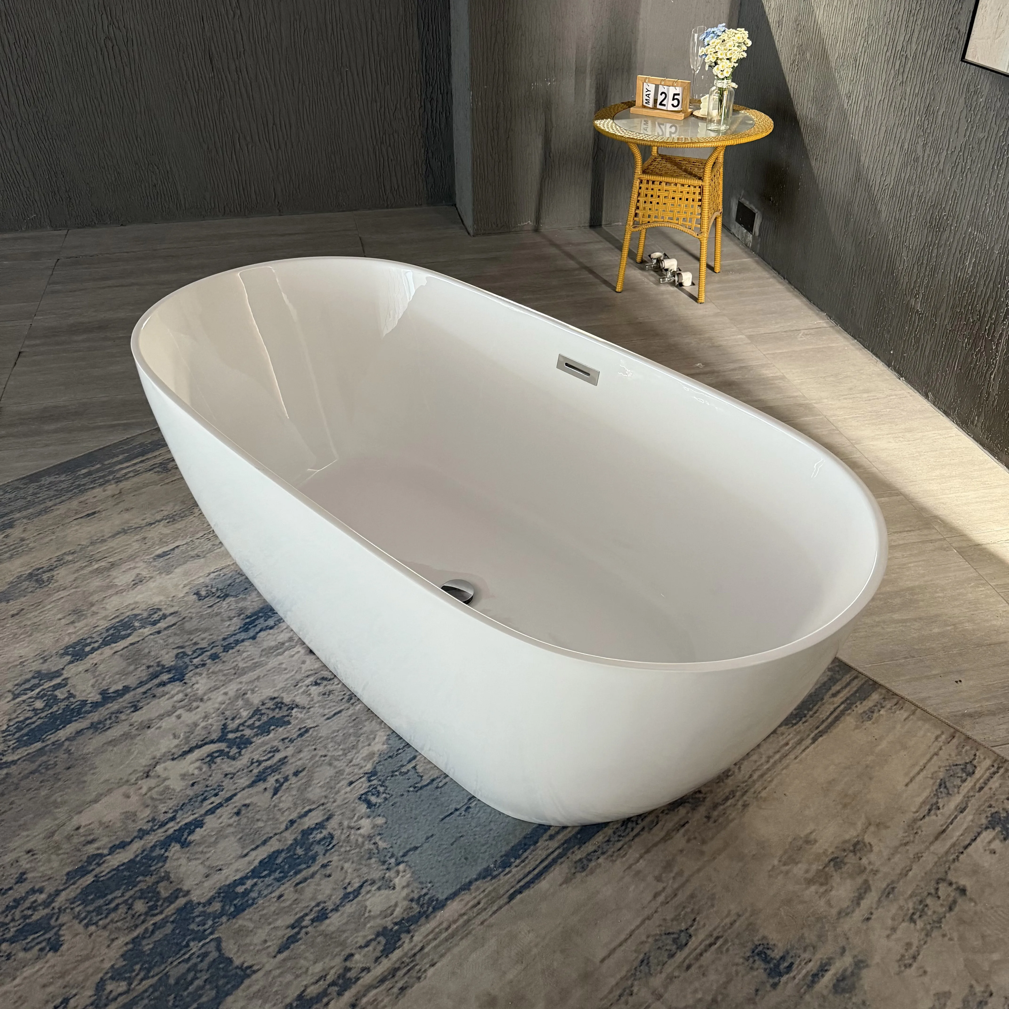 Suly Merlin Special Offer Popular Fashionable Arc-shaped Freestanding Acrylic Bathtub High Quality Whirlpool Soaking Bath