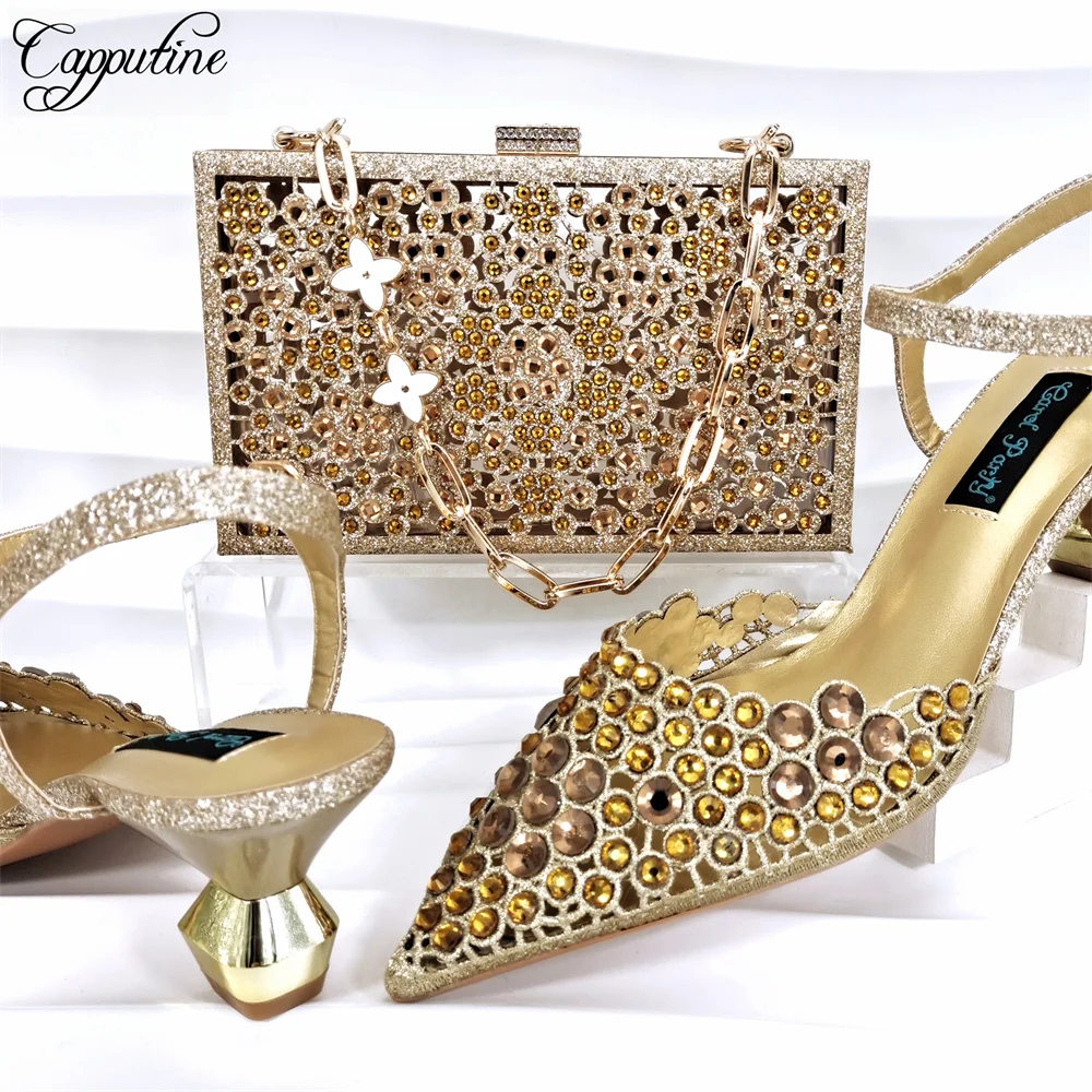 Green Women Shoes And Bag Set Fashion African Lady High Heels Pumps With Handbag Clutch Nigerian Sandals Escarpins Femme QSL092