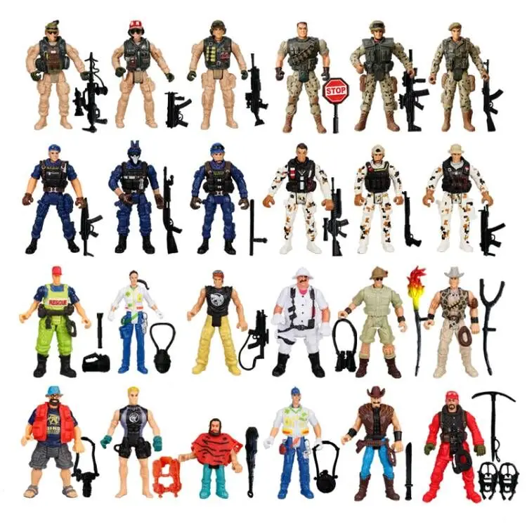 Soldados das Forças Especiais Action Figures Jogo, Bombeiro, Explorador, Caçador, Arma Militar, Modelo Brinquedos para Criança, Menino Presente, Homens do Exército, 24x