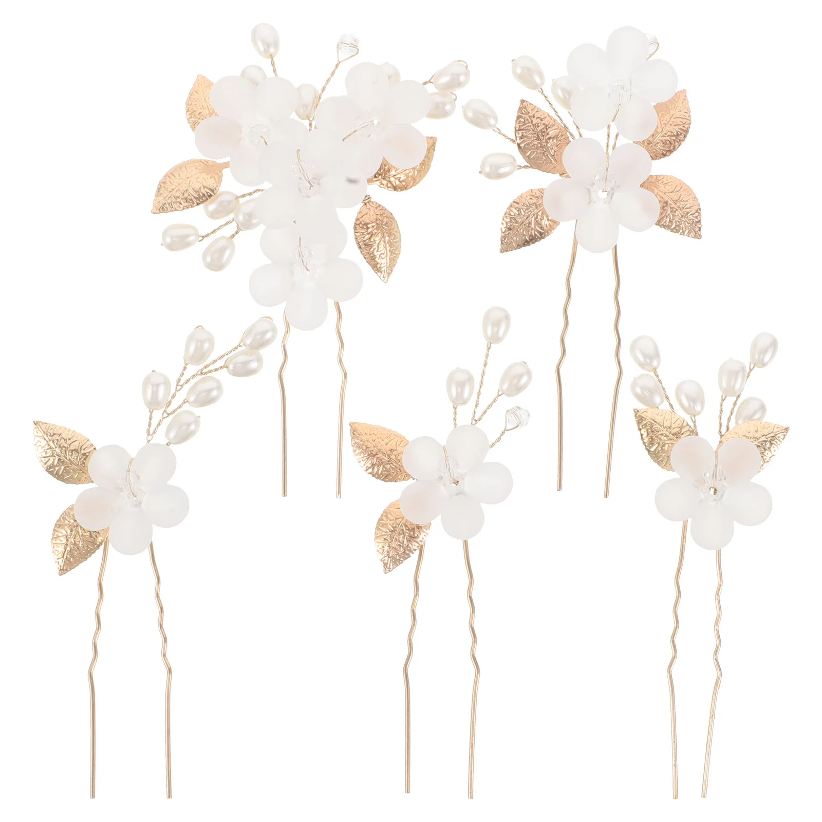 

5pcs Wedding Headpiece: U Shaped Metal Fork Floral Design Bridal Hair Accessories Updo Chignon Pin Bridesmaid Hairpiece