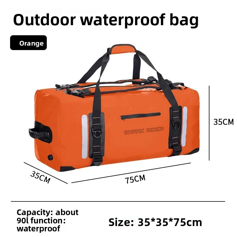 40L / 90L Waterproof Roll‑Top Motorbike Duffle DryBagShark RiderHeavy‑Duty PVC Luggage with Handle & Shoulder Straps for Touring