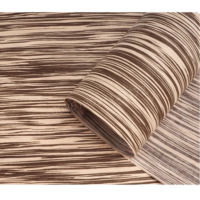 Reconstituted Engineered Zebra Wood Veneer, E.V., Fleece Backing, 60x250cm, 1 Piece, for Furniture & Home Decor，Q/C，Brown