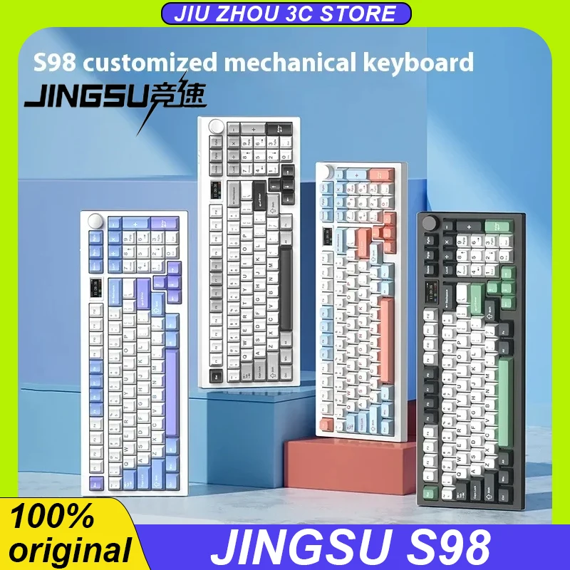 

Jingsu S98 Mechanical Keyboard Bluetooth Wireless Three Mode Rgb Gasket Full Key Hot Swap 98 Keys Pbt Customized Gaming Keyboard