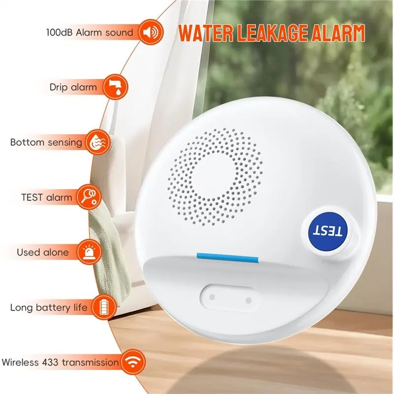ABMF-Wireless Water Leak Detector -Works Standalone Or With Smart Hub, Loud Siren, IP67 Waterproof,For Home,Basement,Bathroom