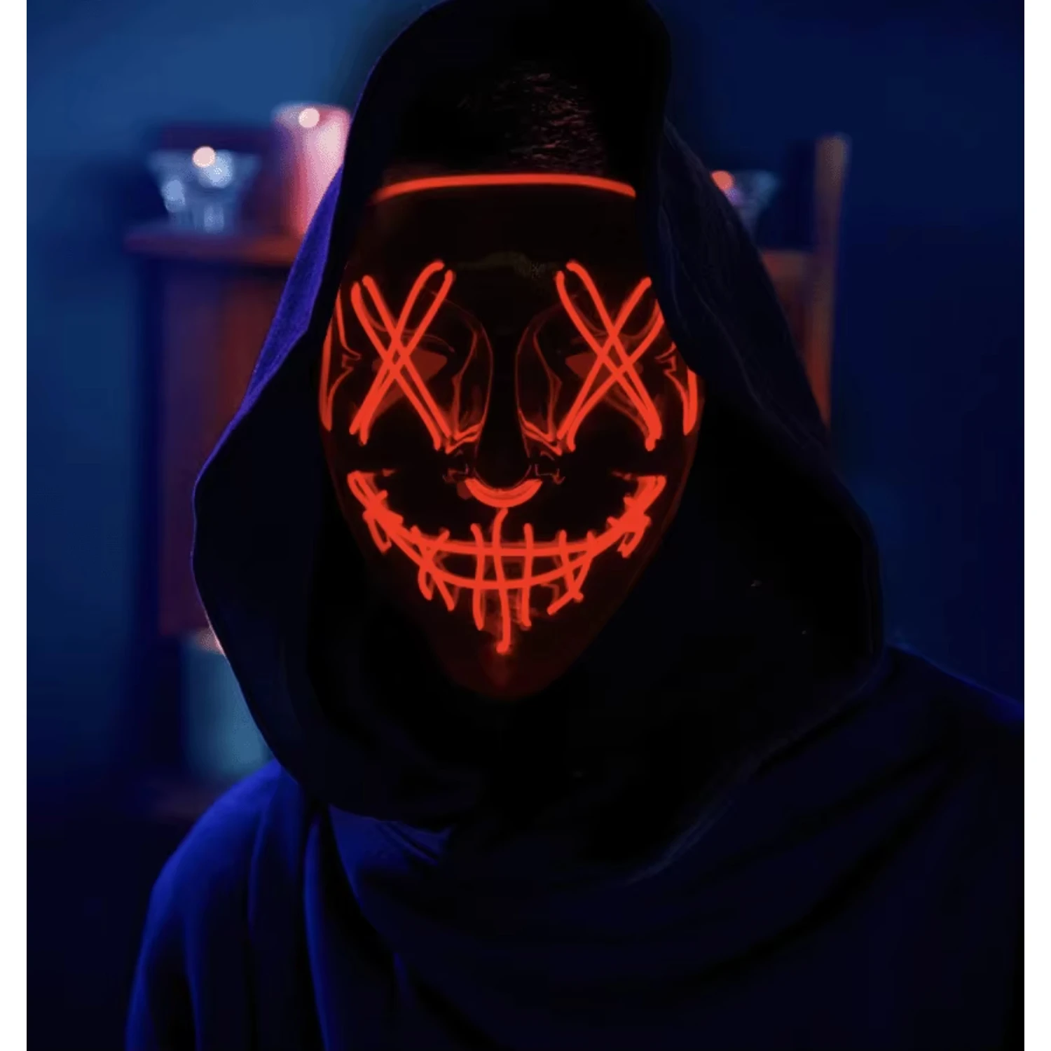 Crazy Halloween Decorations 10 Colors LED Masks Horror Play Glowing Mask in the Dark