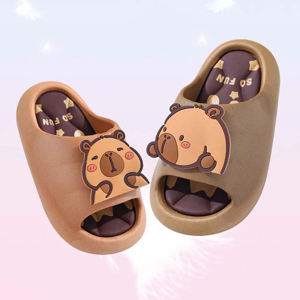 بولي كلوريد الفينيل لطيف كابيبارا النعال المضادة للانزلاق سميكة الكرتون الحيوان النعال مرونة لينة صنادل حمام الأطفال