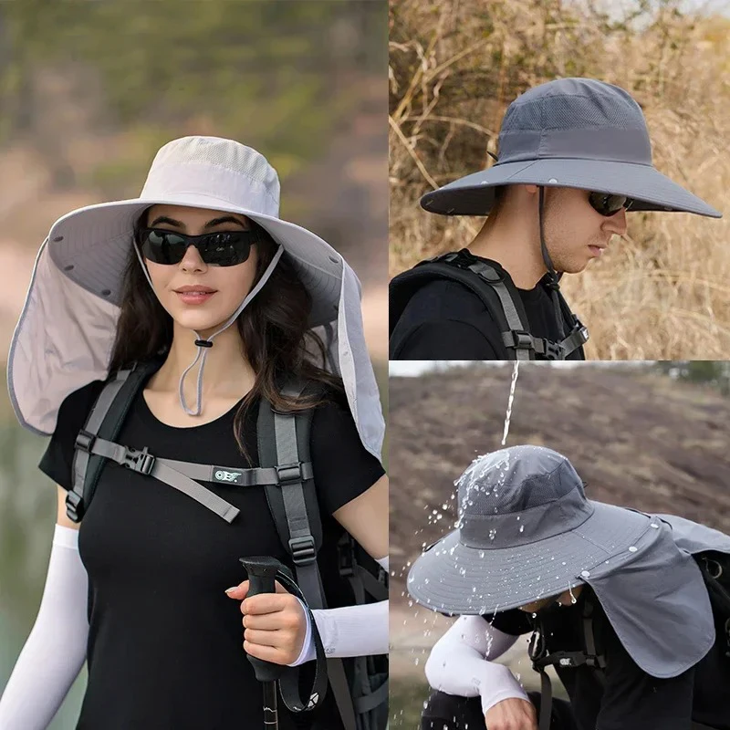 

Big Head Hat Women's Summer Big Brim Bucket Hat Men Outdoor Hiking Mountaineering Sun Protection Sun Shade Quick Drying Hat