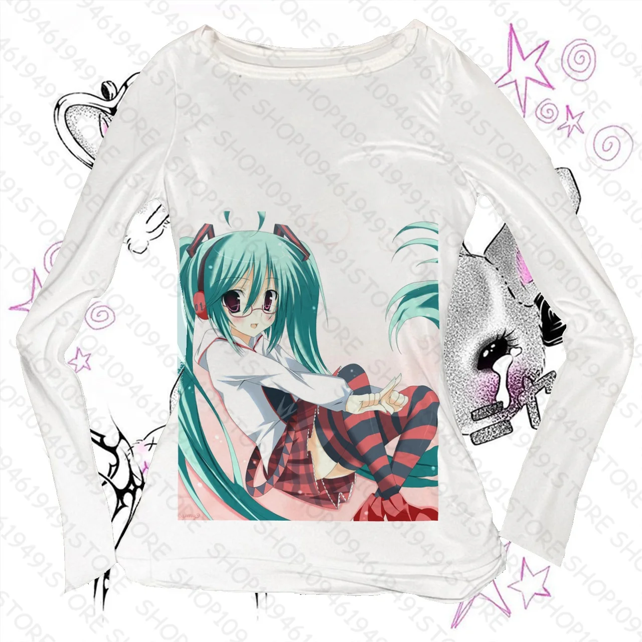 

Gothic Japanese Y2k Kitty Woman Clothes for Women Long Sleeve Female Clothing Harajuku Kpop 90s Clothes Vintage Graphic Tees Y2k