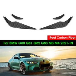 Real Dry Carbon Fiber Front Bumper Side Canards Fin Flaps Trim For BMW M3 M4 G80 G81 G82 G83 2021- IN VS Style Splitter Canard
