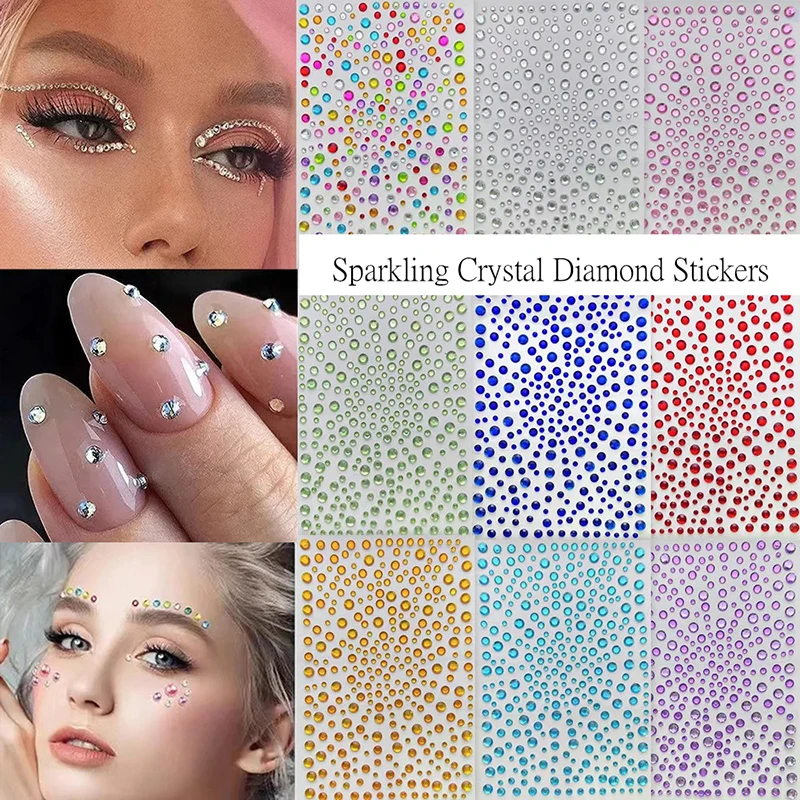 1pcs/Rainbow Face Sticker Diamond Decoration DIY Performance Decoration Sparkling Crystal Diamond Stickers Wedding Party Makeup